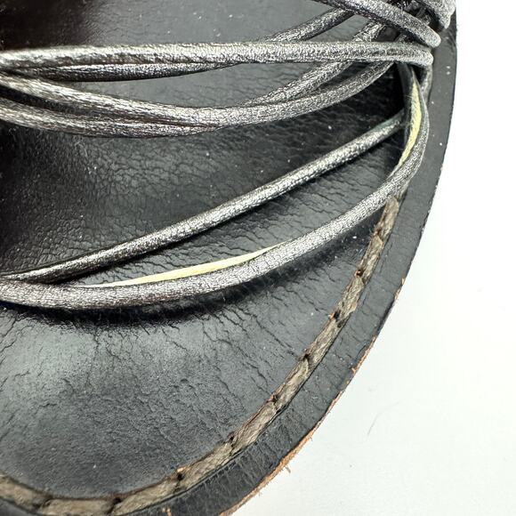 Coach Womens Melynda Sandals Size 7 Leather Strappy Metallic Summer Silver Gray - Picture 9 of 12